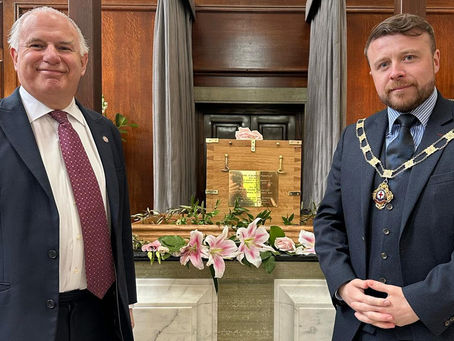 Replacement casket to contain the ashes of the first person to be cremated at Woking in March 1885